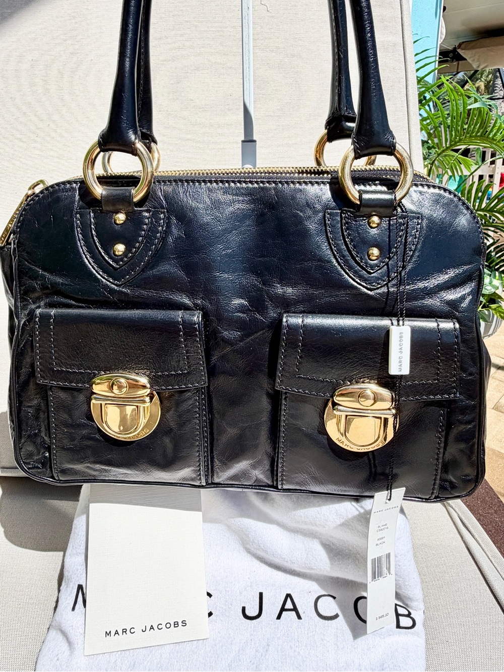 Marc Jacobs NWT Blake 2008 Vintage Black Calfskin Multi-Pocket Shoulder Bag